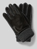 bugatti Handschuhe aus Leder-Textil-Mix mit Label-Detail Black