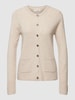 Christian Berg Woman Strickjacke mit Eingrifftaschen und Rundhalsausschnitt Beige meliert