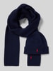 Polo Ralph Lauren Sjaal en muts van wol in een set Marineblauw