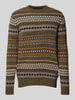 Barbour Strickpullover mit Rundhalsausschnitt Modell 'Case Fairisle' Gruen