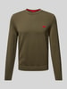 HUGO Strickpullover mit Label-Badge Modell 'San Cassius' Oliv