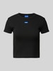 Hugo Blue Kort T-shirt met labeldetail Zwart