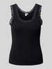 QS Top mit Spitzenbesatz Black