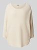 Fransa Sweter z dzianiny z rękawem o dł. 3/4 model ‘Sinja’ Złamany biały
