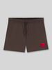 HUGO Badeshorts mit Label-Patch Modell 'DOMINICA' Dunkelbraun