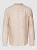 Selected Homme Regular fit linnen overhemd met maokraag, model 'KYLIAN' Zand