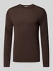 SELECTED HOMME Strickpullover mit gerippten Abschlüssen Modell 'TRAY' Mittelbraun