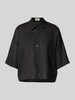 Drykorn Relaxed fit linnen blouse met extra brede schouders Zwart