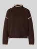 Stefanel Strickpullover mit Stehkragen Dunkelbraun