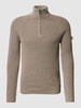 JOOP! Jeans Strickpullover mit Troyer-Kragen Modell 'Henricus' Beige