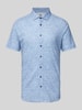 Desoto Slim fit zakelijk overhemd in gemêleerde look Bleu