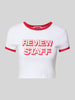 Review Kort T-shirt met labelprint Wit