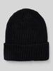 Pieces Beanie aus Rippstrick mit Umschlag Modell  'HEXO' Black