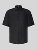 BOSS Orange Regular fit linnen overhemd met 1/2-mouwen, model 'Rash' Zwart