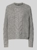 Pieces Regular Fit Strickpullover mit Woll-Anteil Modell 'NINA' Graphit