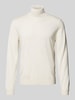 BOSS Gebreide pullover van scheerwol met col Offwhite