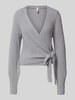 ONLY Regular Fit Strickjacke mit Rippenmuster Modell 'AMANDA' Hellgrau Melange