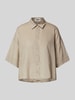 Drykorn Relaxed fit linnen blouse met extra brede schouders Zand