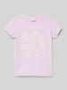 s.Oliver RED LABEL Regular Fit T-Shirt aus reiner Baumwolle mit Glitzer-Print Lavender