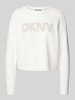 DKNY Gebreide pullover met labelprint Offwhite