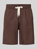 ANOTHER COTTON LAB Leinenshorts mit elastischem Bund und Tunnelzug Dunkelbraun