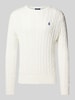 Polo Ralph Lauren Gebreide pullover met kabelpatroon, model 'DRIVER' Wit