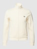 Fred Perry Sweatjacke mit Label-Stitching Offwhite