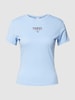 Tommy Jeans Slim fit T-shirt met labelprint Lichtblauw