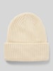 Pieces Beanie aus Rippstrick mit Umschlag Modell  'HEXO' Sand