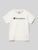 CHAMPION T-Shirt mit Label-Print Ecru