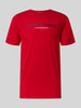 Lindbergh T-shirt met labelprint, model 'Copenhagen' Rood