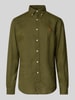 Polo Ralph Lauren Slim Fit Leinenhemd mit Logo-Stitching Oliv