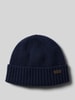 Barbour Beanie van wolmix, model 'CARLTON' Marineblauw
