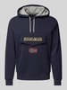 Napapijri Hoodie met labelpatch, model 'BURGEE' Marineblauw