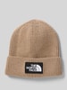 The North Face Beanie in gebreide look met logopatch, model 'Box' Taupe