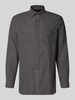 Christian Berg Men Slim Fit Freizeithemd aus Flanell mit Button-Down-Kragen Black