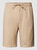 Knowledge Cotton Apparel Bermudas aus Leinen mit Streifenmuster Beige