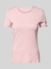 Christian Berg Woman T-Shirt mit geripptem Rundhalsausschnitt Altrosa Melange