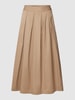 0039 Italy Midirok met plooien, model 'Kylie' Beige