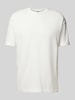 Drykorn T-shirt met geribde ronde hals, model 'THILO' Offwhite