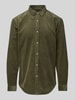 MCNEAL Tailored Fit Cordhemd mit Kentkragen Khaki