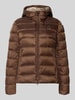 Blauer USA Daunenjacke in Stepp-Optik mit Logo-Detail Modell 'Charme' Dunkelbraun