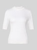 comma Strickpullover mit gerippten Abschlüssen Weiss