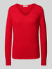 Christian Berg Woman Regular Fit Strickpullover mit V-Ausschnitt Rot Melange