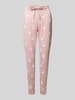 Jake*s Casual Tapered Fit Pyjama-Hose mit Motiv-Print Rosa