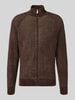 JAKE*S STUDIO MEN Cardigan met opstaande kraag en ritssluiting Chocoladebruin