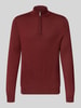 Christian Berg Men Slim Fit Strickpullover aus Woll-Mix mit Troyer-Kragen Bordeaux Melange