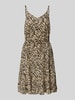 Pieces Knielange jurk met strikceintuur, model 'NYA' Zand