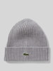 Lacoste Sport Grobstrick-Beanie aus Wolle Mittelgrau