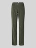 Brax Slim fit corduroy broek in 5-pocketmodel, model 'Carola' Donkergroen